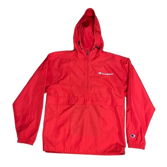 Champion Windbreaker Jacket Hooded Women’s Sz Small Red - Picture 1 of 6